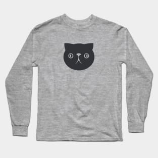 Persian cat's face. Derpy, cute chonk. Art in dark ink Long Sleeve T-Shirt